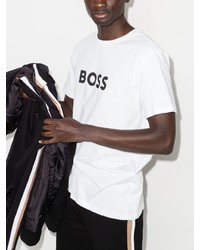 T-shirt à col rond imprimé blanc et noir BOSS