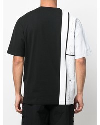 T-shirt à col rond imprimé blanc et noir Stone Island