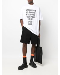 T-shirt à col rond imprimé blanc et noir Vetements