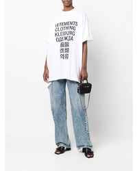 T-shirt à col rond imprimé blanc et noir Vetements