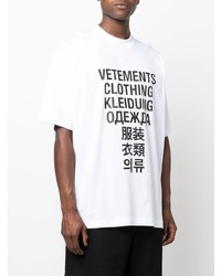 T-shirt à col rond imprimé blanc et noir Vetements