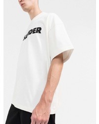 T-shirt à col rond imprimé blanc et noir Jil Sander