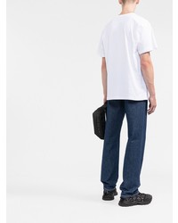 T-shirt à col rond imprimé blanc et noir Moschino