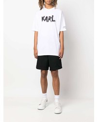 T-shirt à col rond imprimé blanc et noir Karl Lagerfeld