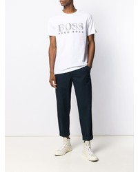 T-shirt à col rond imprimé blanc et noir BOSS HUGO BOSS