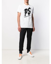 T-shirt à col rond imprimé blanc et noir PS Paul Smith