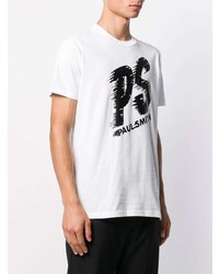 T-shirt à col rond imprimé blanc et noir PS Paul Smith