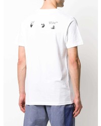 T-shirt à col rond imprimé blanc et noir Off-White