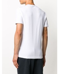 T-shirt à col rond imprimé blanc et noir Ea7 Emporio Armani