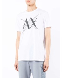 T-shirt à col rond imprimé blanc et noir Armani Exchange