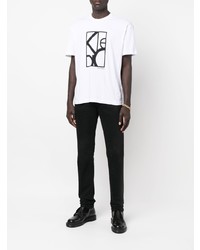 T-shirt à col rond imprimé blanc et noir Calvin Klein