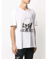 T-shirt à col rond imprimé blanc et noir Alchemist