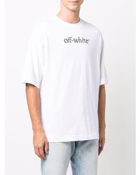 T-shirt à col rond imprimé blanc et noir Off-White