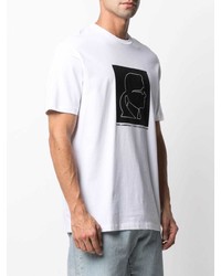 T-shirt à col rond imprimé blanc et noir Karl Lagerfeld