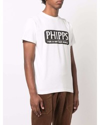 T-shirt à col rond imprimé blanc et noir Phipps