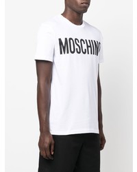 T-shirt à col rond imprimé blanc et noir Moschino