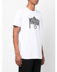 T-shirt à col rond imprimé blanc et noir Maharishi