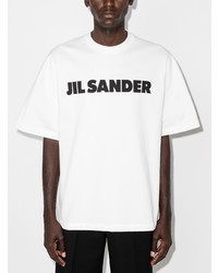 T-shirt à col rond imprimé blanc et noir Jil Sander