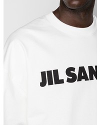 T-shirt à col rond imprimé blanc et noir Jil Sander