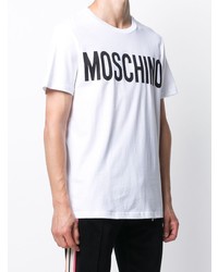 T-shirt à col rond imprimé blanc et noir Moschino