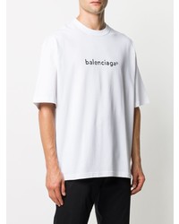 T-shirt à col rond imprimé blanc et noir Balenciaga