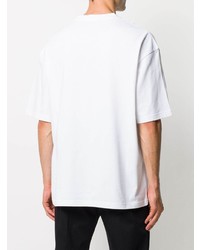 T-shirt à col rond imprimé blanc et noir Balenciaga