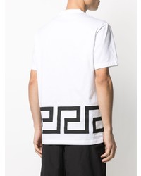 T-shirt à col rond imprimé blanc et noir Versace