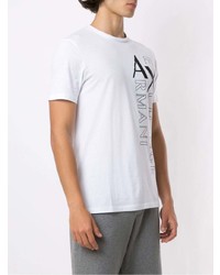 T-shirt à col rond imprimé blanc et noir Armani Exchange