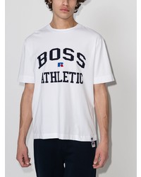 T-shirt à col rond imprimé blanc et noir BOSS