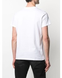 T-shirt à col rond imprimé blanc et noir Balmain