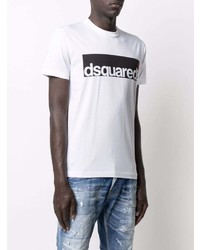 T-shirt à col rond imprimé blanc et noir DSQUARED2