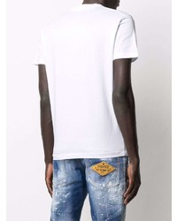 T-shirt à col rond imprimé blanc et noir DSQUARED2