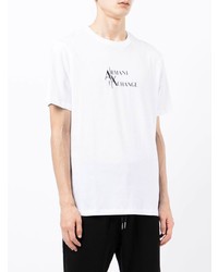 T-shirt à col rond imprimé blanc et noir Armani Exchange