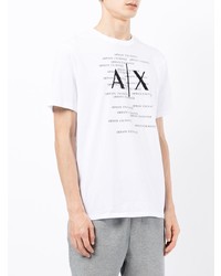 T-shirt à col rond imprimé blanc et noir Armani Exchange