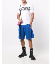 T-shirt à col rond imprimé blanc et noir Moschino