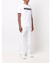 T-shirt à col rond imprimé blanc et noir Missoni