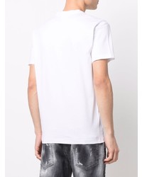 T-shirt à col rond imprimé blanc et noir DSQUARED2