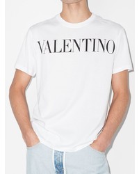 T-shirt à col rond imprimé blanc et noir Valentino