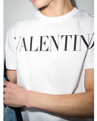 T-shirt à col rond imprimé blanc et noir Valentino