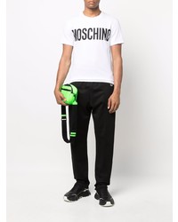 T-shirt à col rond imprimé blanc et noir Moschino