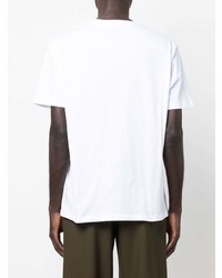 T-shirt à col rond imprimé blanc et noir Balmain