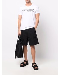 T-shirt à col rond imprimé blanc et noir Emporio Armani