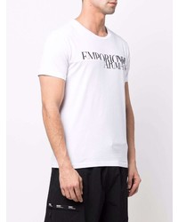 T-shirt à col rond imprimé blanc et noir Emporio Armani