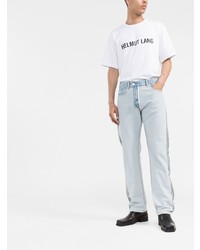 T-shirt à col rond imprimé blanc et noir Helmut Lang