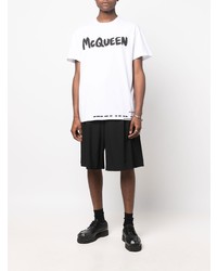 T-shirt à col rond imprimé blanc et noir Alexander McQueen