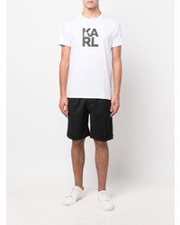 T-shirt à col rond imprimé blanc et noir Karl Lagerfeld