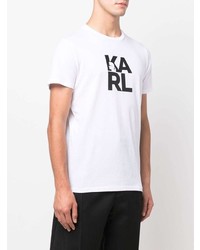 T-shirt à col rond imprimé blanc et noir Karl Lagerfeld