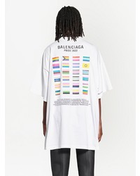 T-shirt à col rond imprimé blanc et noir Balenciaga