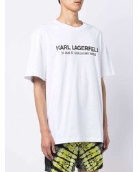 T-shirt à col rond imprimé blanc et noir Karl Lagerfeld