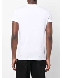 T-shirt à col rond imprimé blanc et noir Balmain